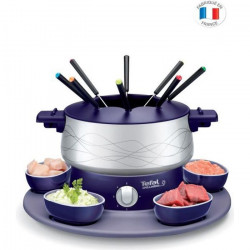 TEFAL EF351412 Simply Invents Fondue électrique 8 p, Thermostat réglable, Caquelon antiadhésif, Plateau rotatif, 5 ramequins …