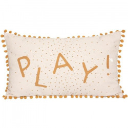 Coussin pompon rectangulaire - Ocre