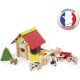 JEUJURA - Petite Ferme en bois Avec Animaux - 70 Pieces