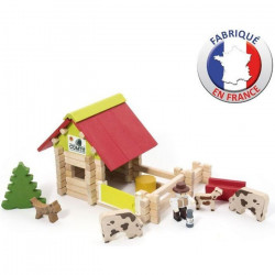 JEUJURA - Petite Ferme en bois Avec Animaux - 70 Pieces