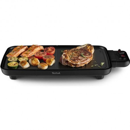 TEFAL CB642810 Plancha électrique Booster, Chauffe rapide, Deux zones cuisson, Thermostat, Large surface, Antiadhésif, Thermo…