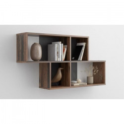 NORA Etagere murale 4 compartiments - 100 x 53 x 19,5 cm - Marron