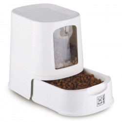 MPETS Distributeur de croquettes Lena avec couvercle - Blanc - Pour chien et chat