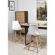 BJORN Lot de 2 tabourets de bar pieds en bois hetre massif - Revetement simili PU blanc - Scandinave - Assise H 65cm