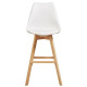 BJORN Lot de 2 tabourets de bar pieds en bois hetre massif - Revetement simili PU blanc - Scandinave - Assise H 65cm