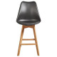 Tabourets de bar - Pieds en bois hetre massif, revetement simili noir - Lot de 2 - BJORN - L 48,5 x P 53 x H 100 cm - Assise …