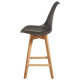 Tabourets de bar - Pieds en bois hetre massif, revetement simili noir - Lot de 2 - BJORN - L 48,5 x P 53 x H 100 cm - Assise …
