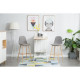 Lot de 4 tabourets de bar design - Tissu gris taupe 4 pieds métal effet bois - L 45 x P 54 x H 104 cm - HARRI