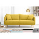 Canapé Fixe 3 places - Tissu Jaune avec 2 Coussins Déco Bi-face - L 207 x P 90 x H 88 cm - DAREN