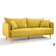 Canapé Fixe 3 places - Tissu Jaune avec 2 Coussins Déco Bi-face - L 207 x P 90 x H 88 cm - DAREN