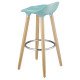 OSLO Lot de 2 tabourets de bar bleu laqué + pieds hetre massif - Contemporain - L 39 x P 40 cm