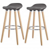 OSLO Lot de 2 tabourets de bar gris laqué + pieds hetre massif - Contemporain - L 39 x P 40 cm