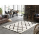 NAZAR SUZAN Tapis de salon Shaggy - Style berbere - 150 x 220 cm - Creme et gris - Motif géométrique