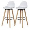 Lot de 2 tabourets de bar - Blanc - Pied metal peinture bois - L 39 x P 37 x H 70,5 cm - PITT