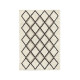NAZAR SUZAN Tapis de salon Shaggy - Style berbere - 150 x 220 cm - Creme et gris - Motif géométrique