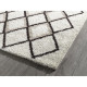 NAZAR SUZAN Tapis de salon Shaggy - Style berbere - 150 x 220 cm - Creme et gris - Motif géométrique