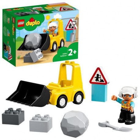 LEGO 10930 DUPLO Le Bulldozer, Engins De Chantier Jouet Pour Enfant de 2 Ans Et Plus, Jeu Motricité Fine Pour Garçons Et Filles