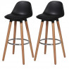 Lot de 2 tabourets de bar - Noir - Pied metal peinture bois - L 39 x P 37 x H 70,5 cm - PITT
