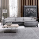 Canapé d'angle droit 4 places HOUSTON -Tissu Gris - 1 place relax électrique  - L 268 x P 103 x H x 76 cm