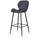PORTO Lot de 2 tabourets de bar - Tissu gris anthracite - Pieds métal - L 51 x P 41 x H 75 cm