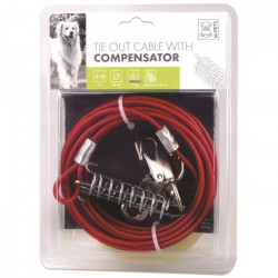 M-PETS Câble d'attache Compensator - 8m - Rouge - Pour chien
