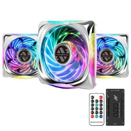 Ventilateur pour boitier - ABKONCORE - CC120 ARGB Spectrum SYNC 3in1 Chromé (pack de 3) (ABKO-FAN-CC120-WH-3IN1-SYNC)