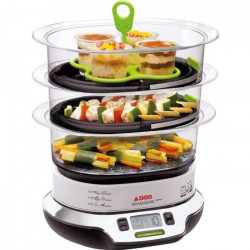 TEFAL VS405E00 - Cuiseur Vapeur VitaCuisine Compact verrines et support a oeufs inclus - Argent