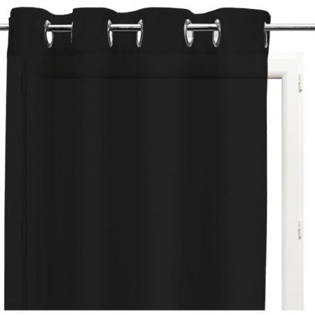 SOLEIL d'OCRE Voilage a oeillets Panama - Coton - 135 x 250 cm - Noir