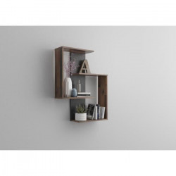 FMD Etagere murale Kretos avec 4 compartiments - Old style foncé et matera - 65 x 85 x 20 cm