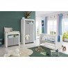 PIA Chambre bébé complete : Lit 70*140cm + Armoire + Commode - blanc/gris
