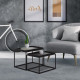 Tables gigognes - Laqué et pieds en métal - Noir - L 60 x P 40 x H 45 cm et L 55 x P 38 x H 38 cm - KENTIA