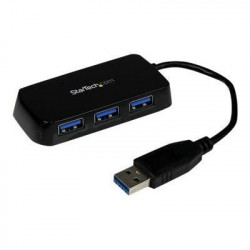 Hub USB 3.0 a 4 ports avec câble intégré - Noir - Mini Hub USB portable - Concentrareur USB3 - ST4300MINU3B