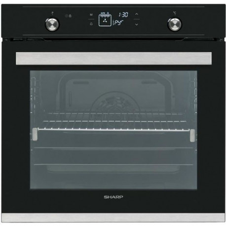SHARP K71V28BM2 - Four électrique encastrable - 78 L - Pyrolyse - Chaleur tournante - Porte froide - Classe A - Noir