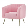 Fauteuil rétro - Tissu rose, structure en bois massif et pieds dorés - L 79 x P 70 x H 71 cm - MATHIS