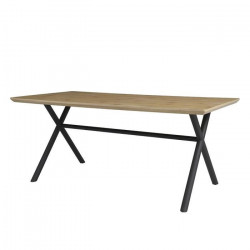 Table a manger fixe  CROSS- Rectangulaire - Mélaminé Décor chene et métal noir - 8 personnes - L 180 x P 90 x H 76 cm