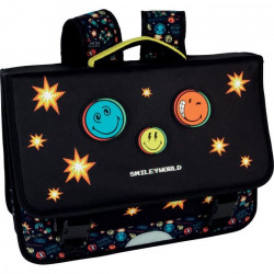 SMILEY Cartable 31 Cm 3 Compartiments Noir/Bleu/Jaune/Orange Enfant