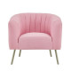 Fauteuil rétro - Tissu rose, structure en bois massif et pieds dorés - L 79 x P 70 x H 71 cm - MATHIS