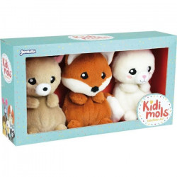 KIDIMOLS Coffret de 3 peluches animaux de la foret +/- 14 cm