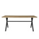 Table a manger fixe  CROSS- Rectangulaire - Mélaminé Décor chene et métal noir - 8 personnes - L 180 x P 90 x H 76 cm