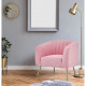 Fauteuil rétro - Tissu rose, structure en bois massif et pieds dorés - L 79 x P 70 x H 71 cm - MATHIS