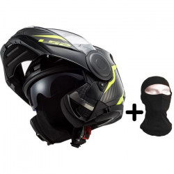 LS2 Casque modulable Scope Skid black H-V yellow + cagoule