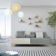 Canapé fixe 3 places - Tissu blanc et gris et Pied en bois - L 210,5 x P 82,5 x H 77 cm - IGA