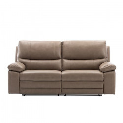 Canapé 3 places relaxation électrique - Tissu et simili beige - L 201 x P 158 x H 99 cm - DUSTIN