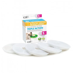 CAT IT Pack de 5 filtres a triple action pour abreuvoir - Blanc - Pour chat