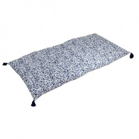 DEKO & CO Long coussin avec pompons imprimés - 60 x 120 cm - Bleu