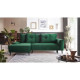 BOBOCHIC Canapé d'angle gauche convertible + méridienne - 4 places - Tissu vert - Scandinave - L 260 x P 160 x H 95 cm - HERA
