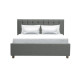 EMILY Lit coffre adulte 140x190 cm - Tissu imitation lin gris clair - Sommier inclus