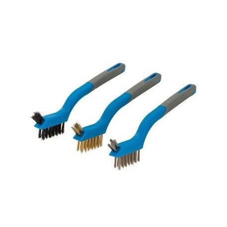 SILVERLINE Jeu de 3 mini-brosses métalliques assorties