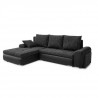 EMMA Canapé d'angle réversible convertible - 4 places - Tissu noir - L270 x P184 x H90 cm -  Coffre et pouf amovible