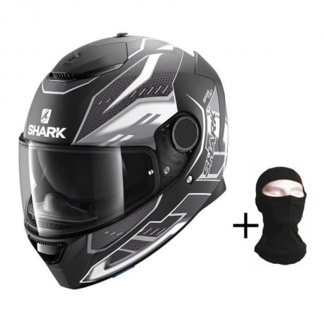 SHARK Casque moto Intégral Spartan Anthéon + Cagoule - Noir et blanc